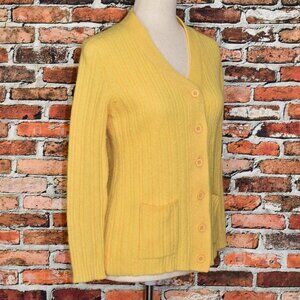 Vintage 90s Yellow Wool/Acrylic MACY'S Cardigan Sweater - L